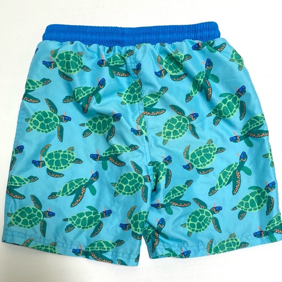 Mini Boden Sea Turtle Print Swim Shorts - Aqua and Green 8-9 years - Picture 2 of 3